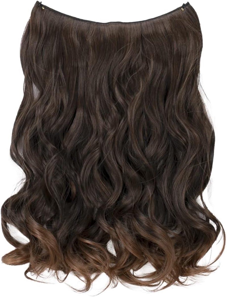 1 Inslag Extension Met Elastische Band Haarextensies Extension Haarstukje Golvend Bruin Mix E106-1