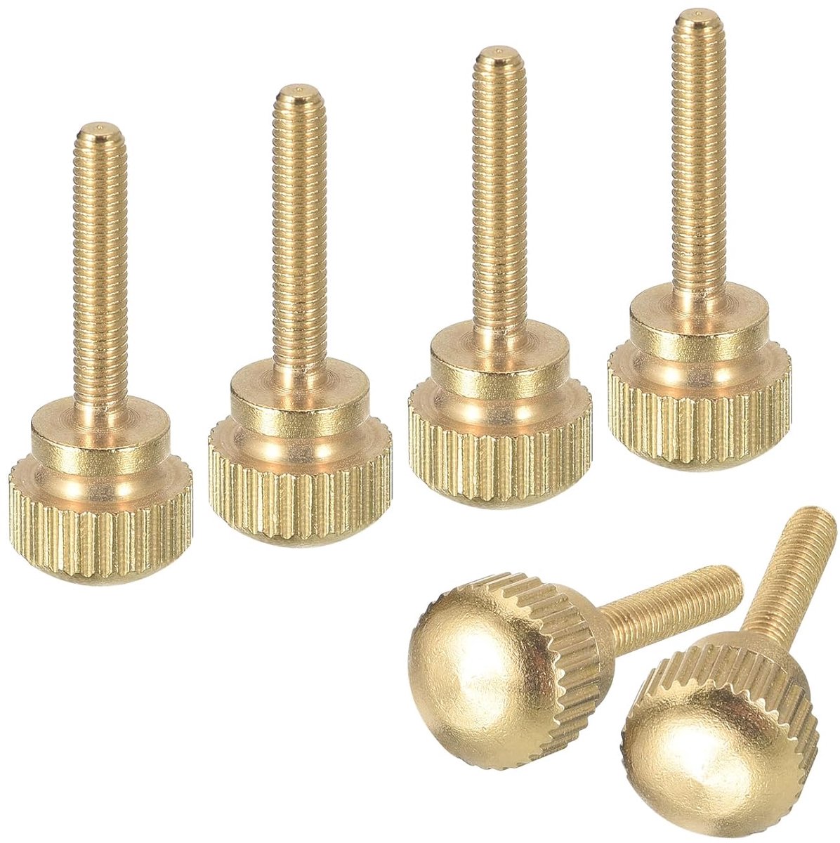 M3 x 16 mm gekartelde kopschroeven, 6 stuks gekartelde kopschroeven messing bouten knop schoudergreep bevestigingselementen, messing tint