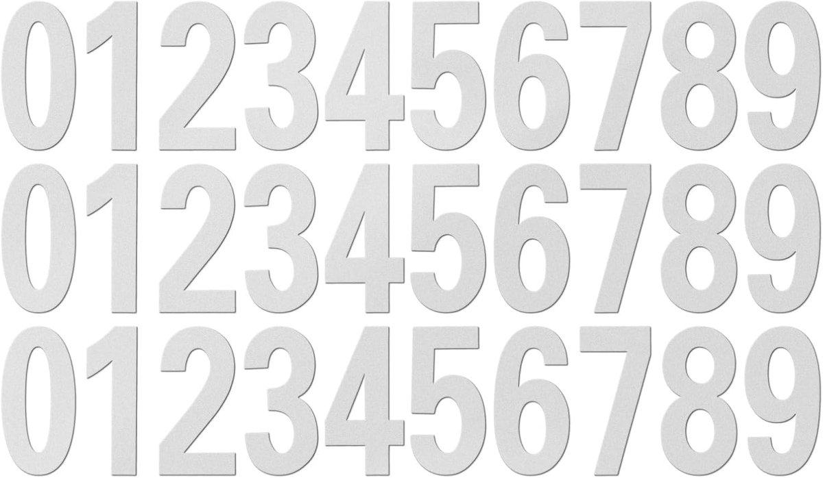 Set van 30 vellen genummerde stickers van 1-9 cm, 10 cm, reflecterend vinyl, waterdicht, voor brievenbus, deur, raam, zilverkleurig