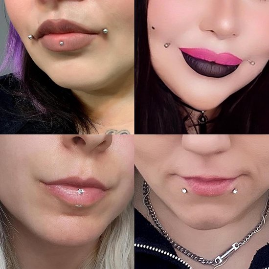 Titanium Tragus Piercing Sieraden Helix Labret Neus Stud Lip Bar Piercing Kraakbeen Oorbel Medusa Monroe Hypoallergeen Schroefdraad Push in Platte Rug Zilver Goud CZ 16g 6mm 8mm 10mm — afbeelding 3