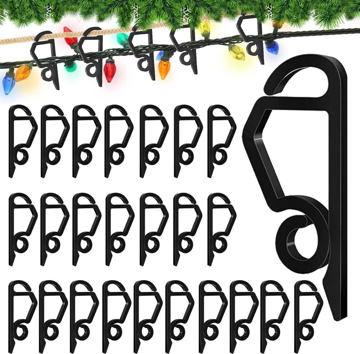 Lichtclips 120 Stuks - Zwarte Goot Haakjes - Duurzaam Kunststof - Voor Buitenverlichting - SnelShoppen