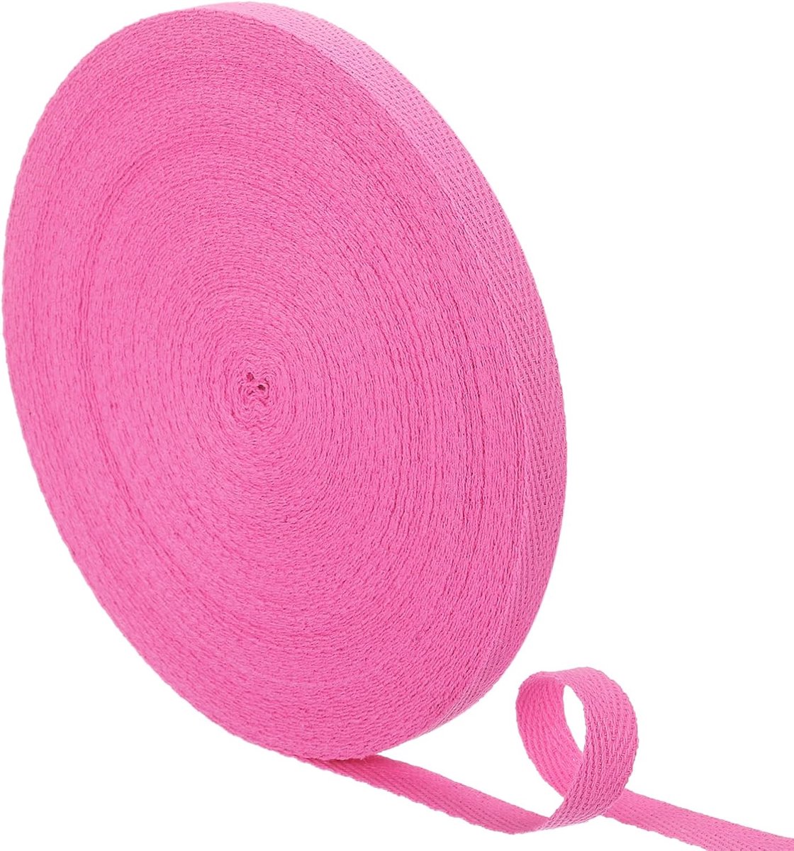 21 meter katoenen biasband, 3/8 inch, 23 yards visgraatsteek, geweven band om te naaien, stoffen banden, katoenen band voor doe-het-zelvers, doe-het-zelf handwerk, kledingnaaien (rozenroze)
