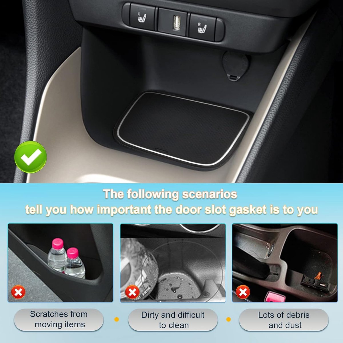 Antislipmatten compatibel met Toyota Yaris Cross SUV 2021-2023 rubberen matten middenconsole armleuning bekerhouder matten 14 stuks