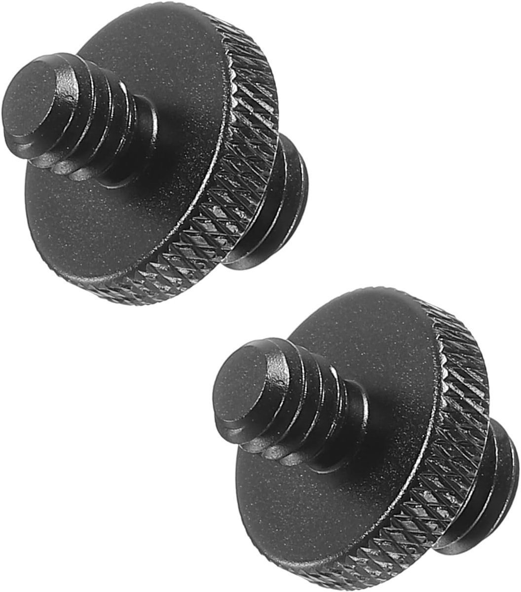 Microfoonstandaard Adapter M8 Mannelijk naar 1/4 Mannelijk Draad Statiefschroef Adapter Dubbelzijdige Cameraschroef voor Microfoon Statief Standaard Zwart 2-Pack