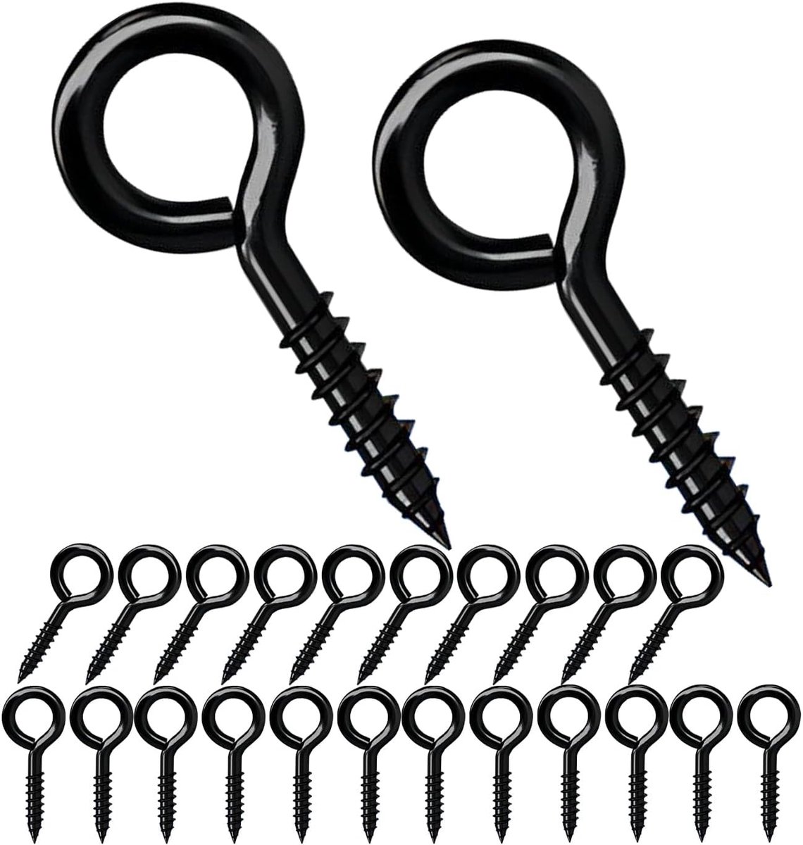 10 Stuks Oogschroeven, 55mm Schroefoog, Plafondhaken, Ringschroef met Oogje, Schroefhaken voor Tuin, Hout, Bloemenhanger, Zwart