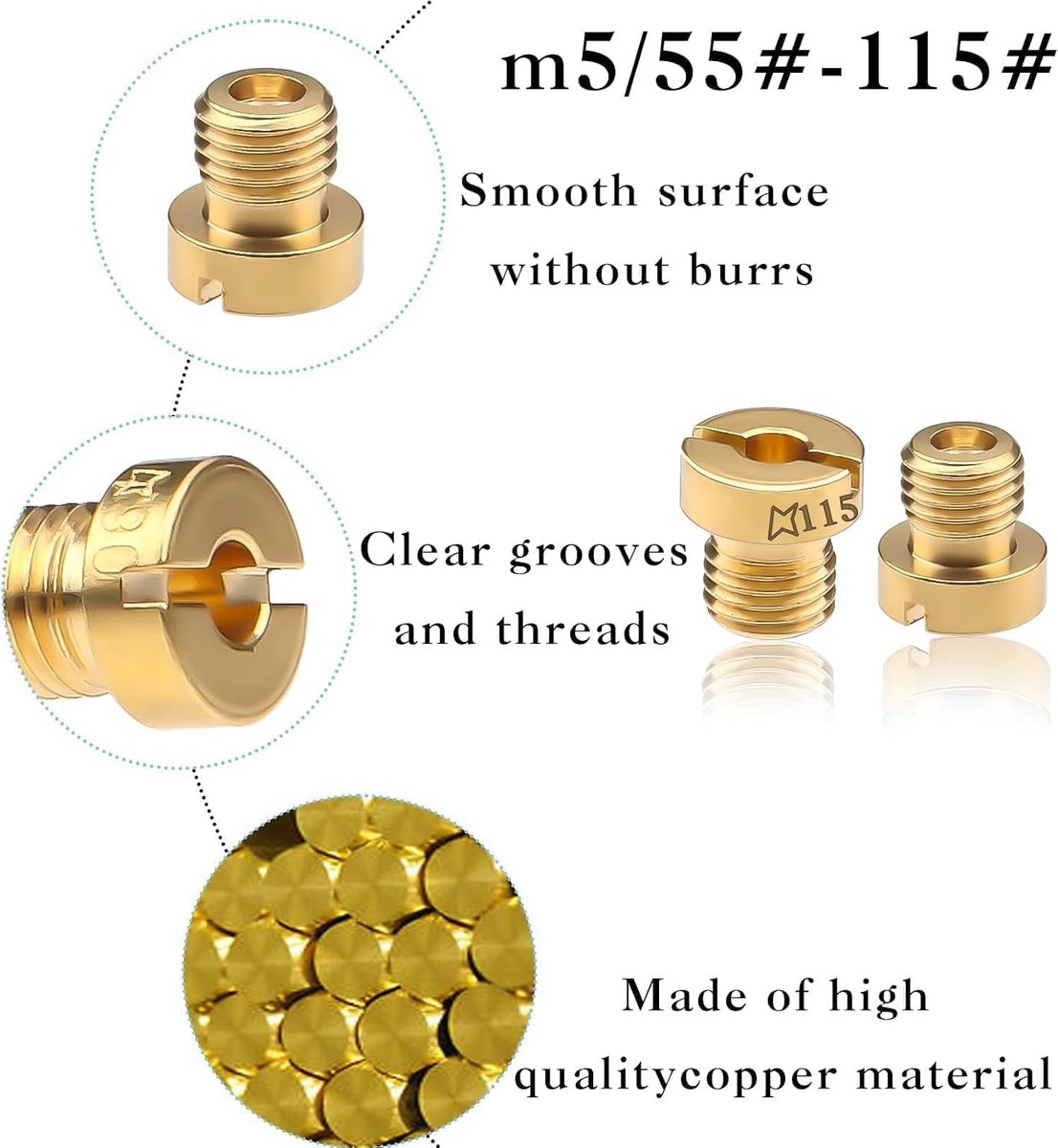 Sproeiers, M5, hoofdsproeierset, (55-115), 55, 60, 65, 70, 75, 80, 85, 90, 95, 100, 105, 110, 115, gassproeiers voor gasgrill, voor scooter, motorfiets, schakelbromfiets