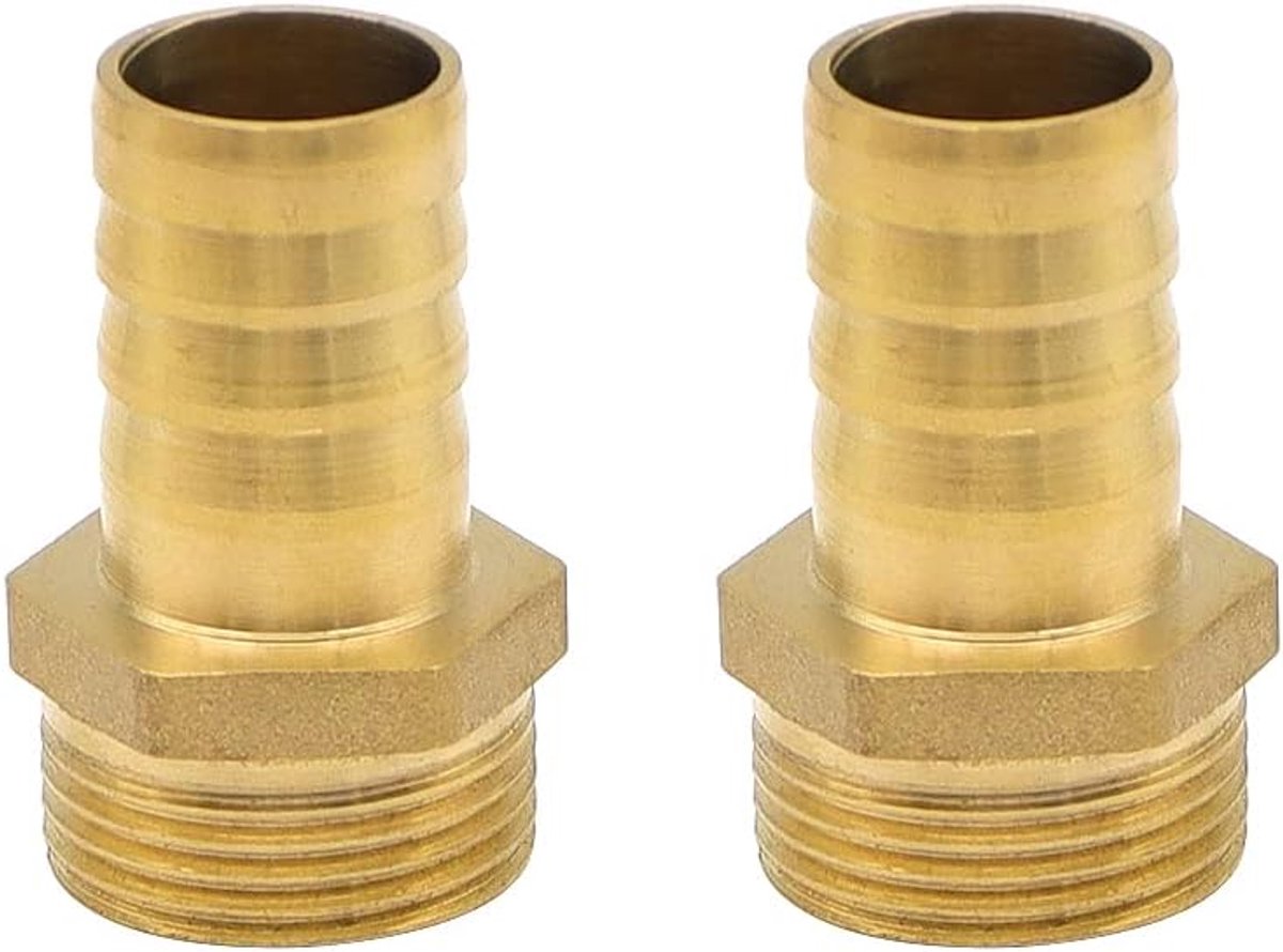 2 stuks Messing slangconnector Slangmontage Fitting 3/4 inch 19mm buitenpijpadapter voor water-, brandstof- en luchtleidingen Gebruikt