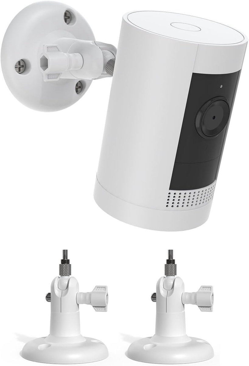 Wandhouder compatibel met Rin g Stick Up Cam (Pro)/Outdoor Camera Plus en Eufy & Arl o camera's, geschikt voor alle camera's met standaard 1/4 inch schroefdraad, wit, 2 stuks
