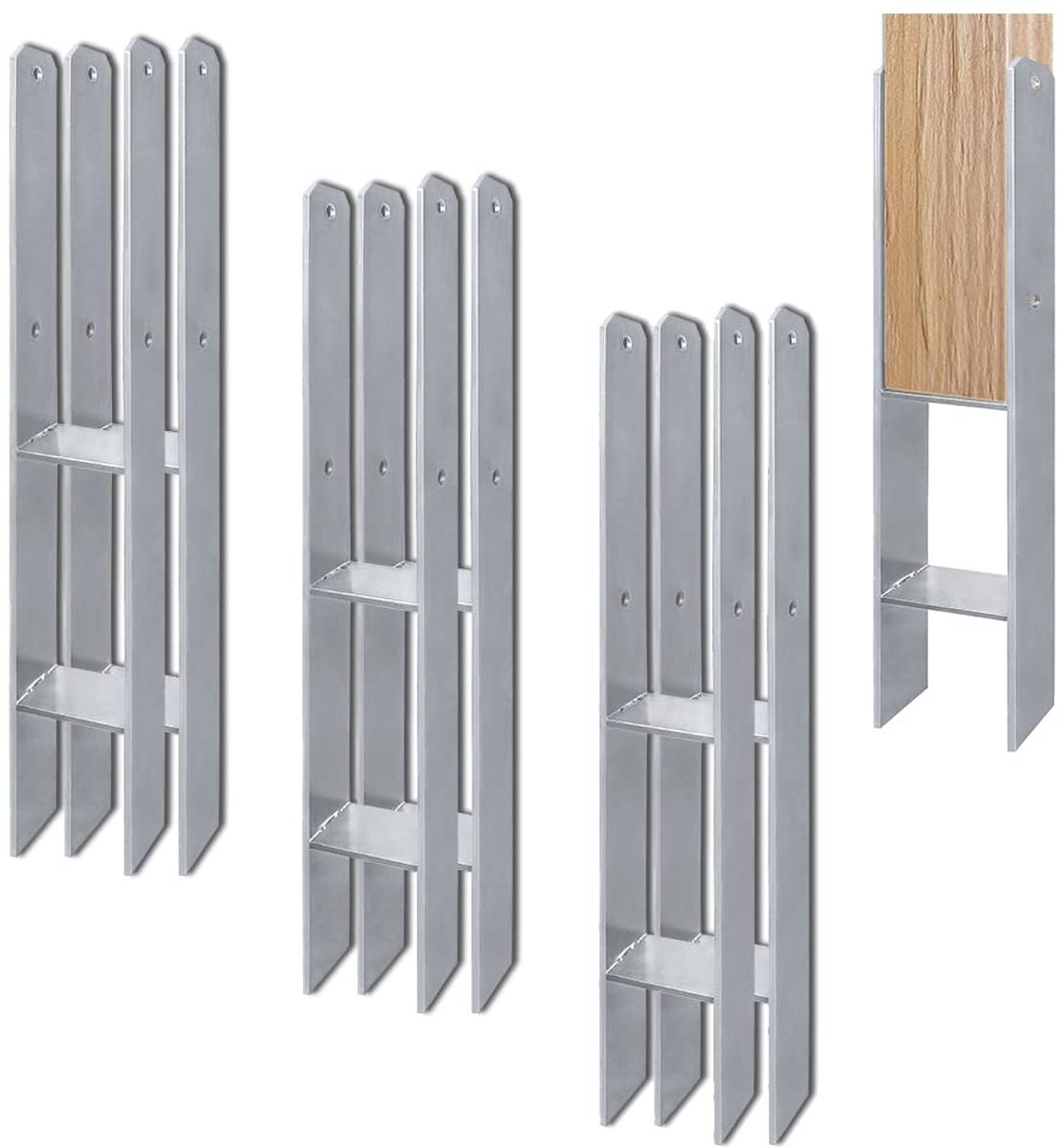 6 stuks H-paaldrager thermisch verzinkt lengte: 600 mm Grondanker Duurzaam breedte: 91 mm vierkante houten poten voor carports wilde kronen hekken