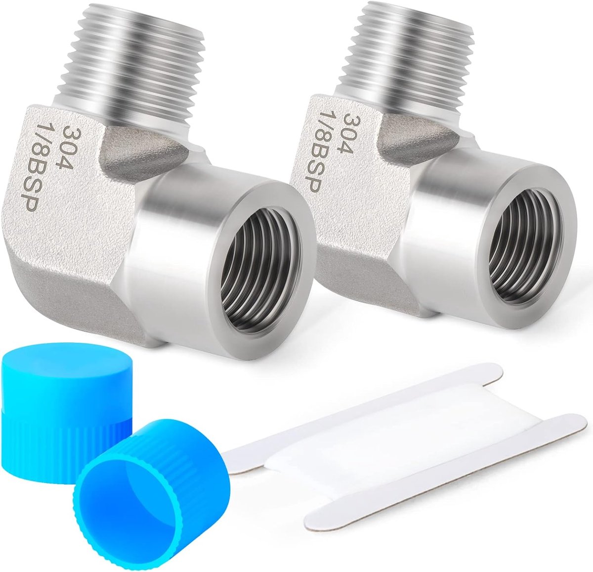 2 Pcs 1/8" Vrouwelijke BSP x 1/8" Mannelijke BSP Draad Gesmeed Rvs 90 Graden Elleboog Connector SUS 304 Buisleidingen