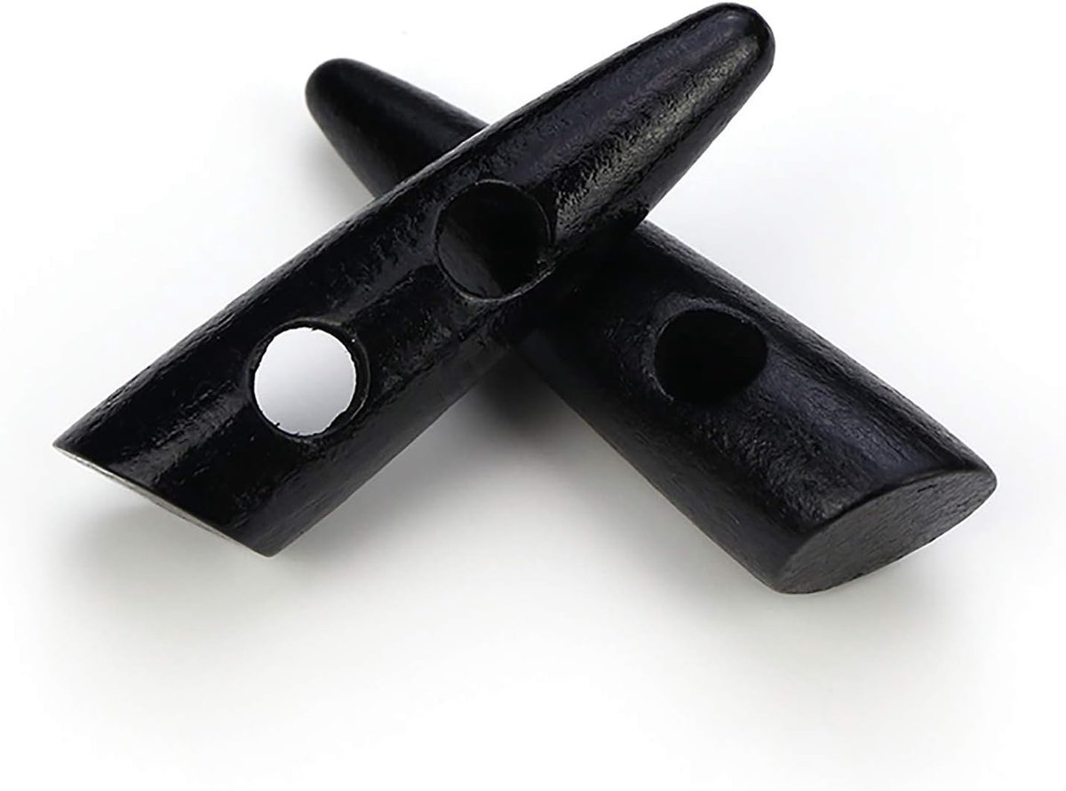 Knopen zwart 30 mm wigknevel 2 gaten langwerpige knopen wigknopen om te naaien, knutselen - jasknopen mantelknopen
