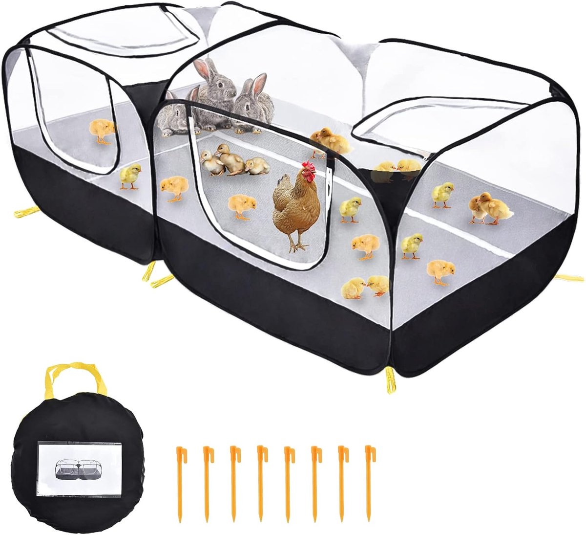 Kleindier loopren kippenhok dieren pop-up groot, beweegbaar kippenhofhek voor puppy's, kittens, konijnen, eenden, kippen outdoor tuin