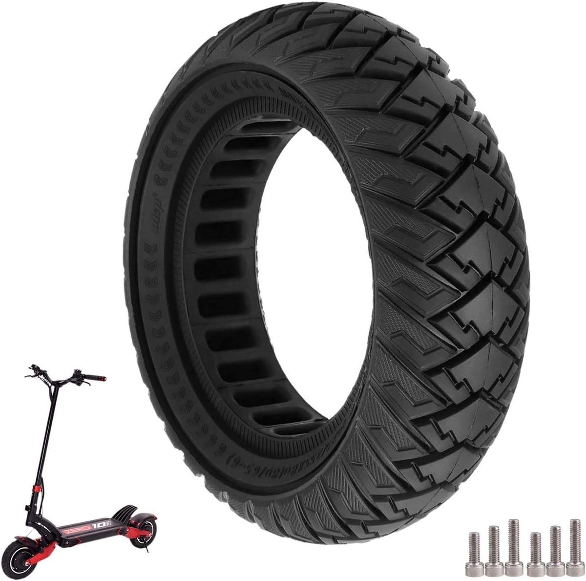 10 x 3/255 x 80 (80/65-6) Volledige band, 10 inch vervangende banden voor Joyor Y8-S/KuKirin G2 Max/Kugoo M4 Pro elektrische scooter (Zwart)