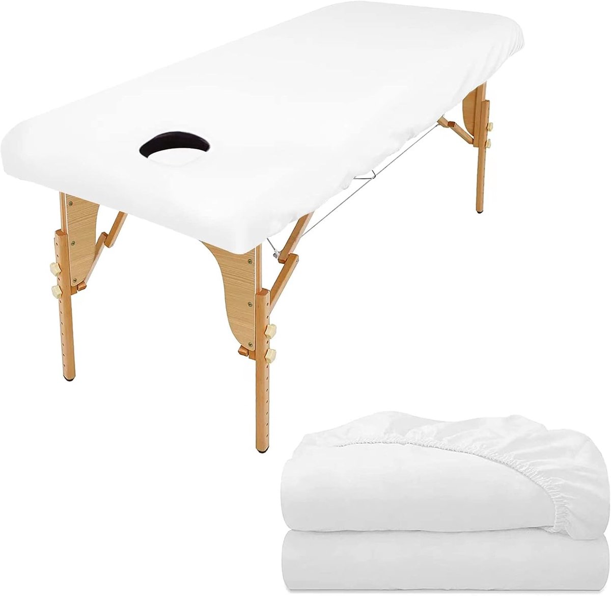 2 Stuks Massagetafelhoes met Gat, 70 x 190cm Waterdichte Massagebeschermhoes Wasbare Sanitaire Barrière Beschermhoes Massage Bed Cover voor Schoonheidssalon SPA Tattoo Hotels