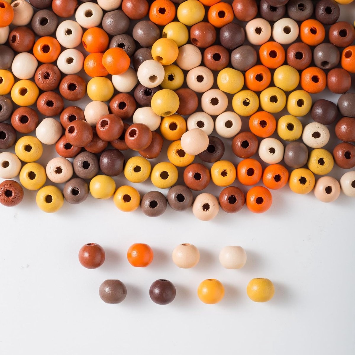 Kralen, 10 mm, losse houten kralen om te rijgen, houten kralen met gat, kleurrijke herfstkralen, knutselkralen voor armband, halsketting, decoratie