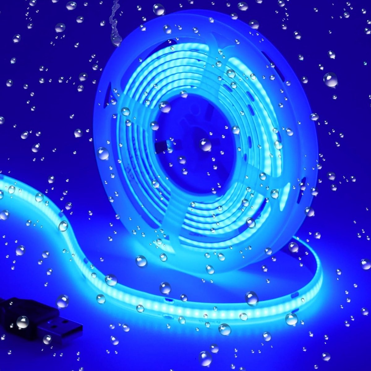 5V COB USB LED Strip Blauw IP65 Waterdicht 2M USB-voeding 320LED/M Uniforme Emissie Flexibel LED-bandlichten voor DIY Decor | Stroomvoorziening via USB, flexibele ledstrips voor interieurdecoratie