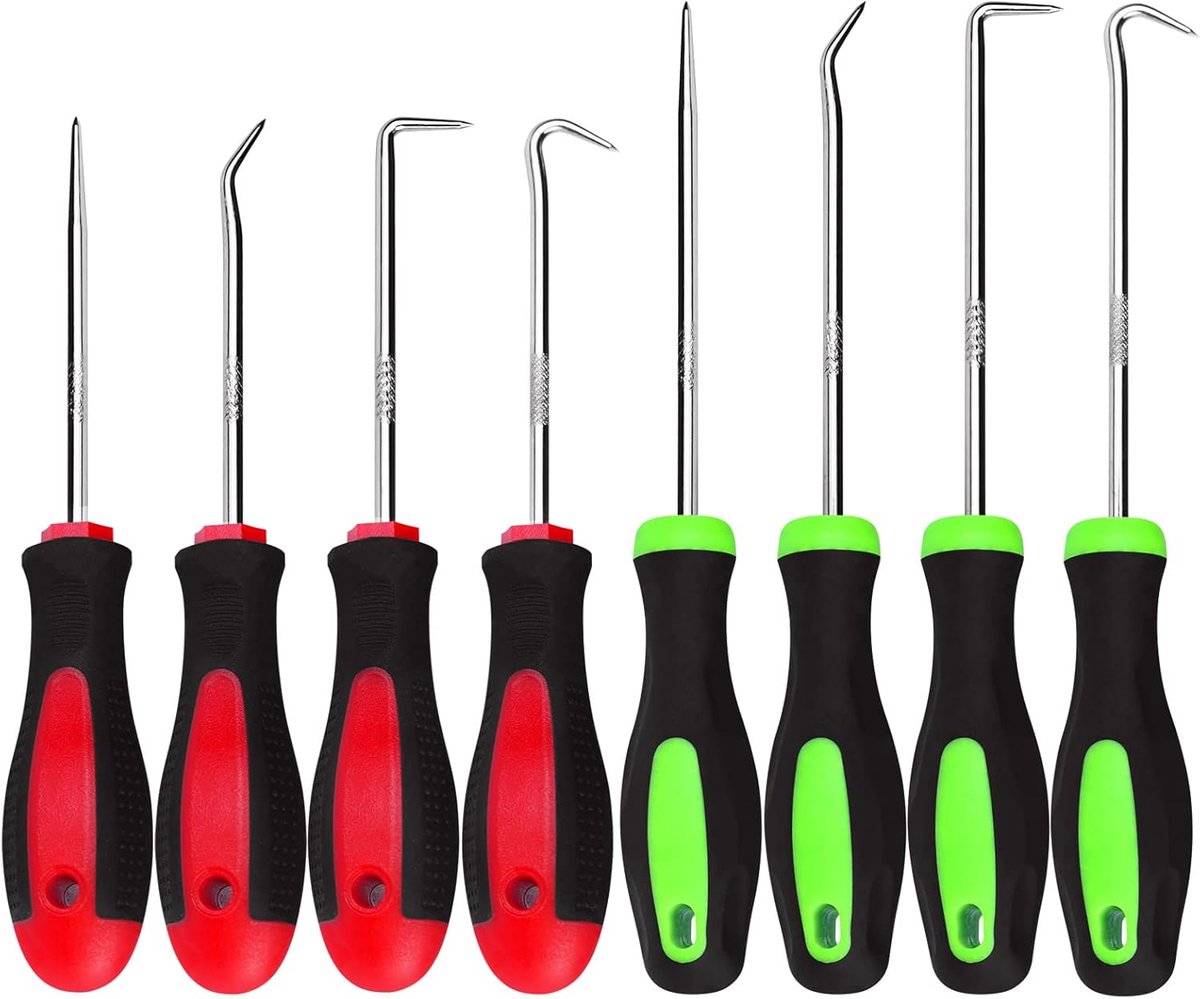 8 Stks Heavy Duty Pick and Hook Set Lange & Korte Precisie Haken Trekker, Auto Oliekeertrekker, O-Ring Seal Pakking Haken, Gemakkelijk Slangen, Pakkingen Verwijderen