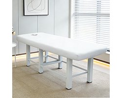 Massagebedovertrek met gezichtsgat, massagelakenhoes wasbaar Beauty Massage SPA bankhoes elastische koordrand rondom wikkel (180x60cm,wit)