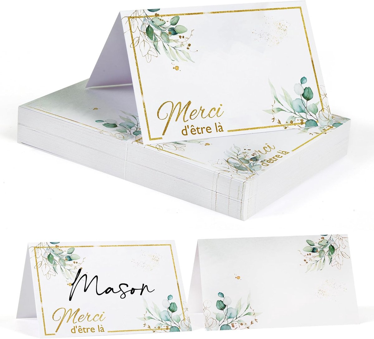 50 stuks plaatskaarten, 5,5 x 8,5 cm, plaatskaarten voor bruiloft, met letters, bedankje, tafelkaart, naamkaart, naamkaart, naamkaart, naamkaart, verjaardagskaarten