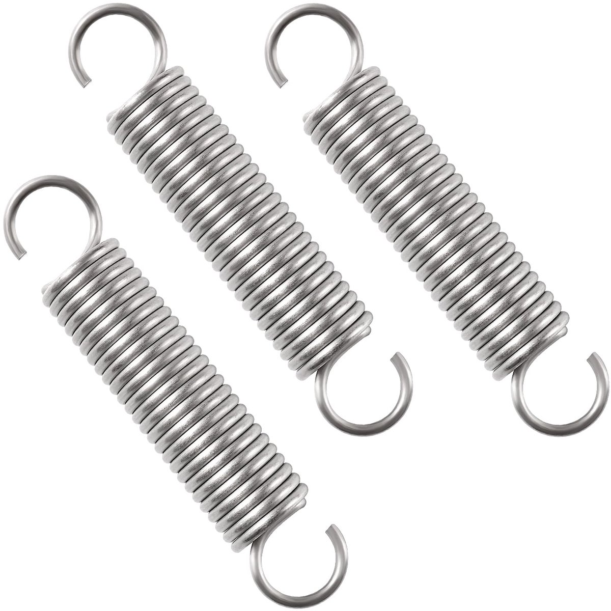 3 Stuks 2.5 * 20 * 100 mm Trekveer, RVS Trekveer met Haken, Open Dubbele Haak Trekveer, voor Tenten, Luifels, Trampoline