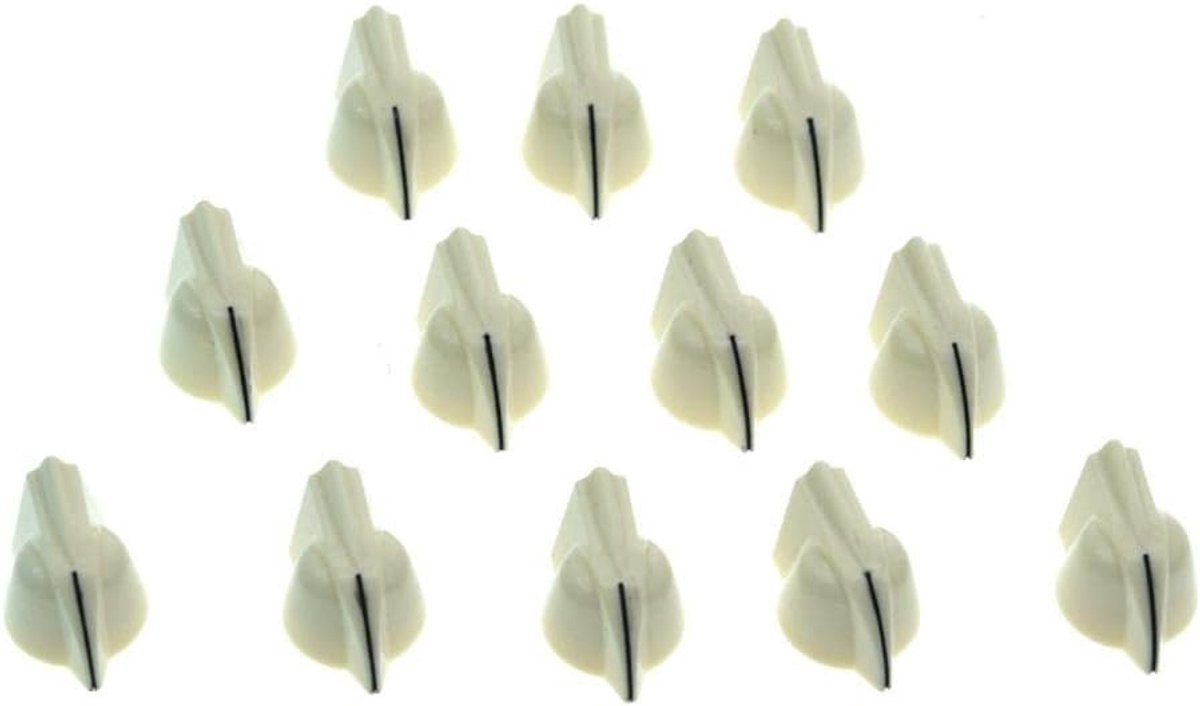 12Pcs 1/4 "Vintage Verhoogde Mini Kip Hoofd Knoppen Kleine Size Gitaar Bass Potentiometer Knoppen Versterker Knop Effect Pedaal Chickenhead Knoppen met Set Schroef Verouderd Wit