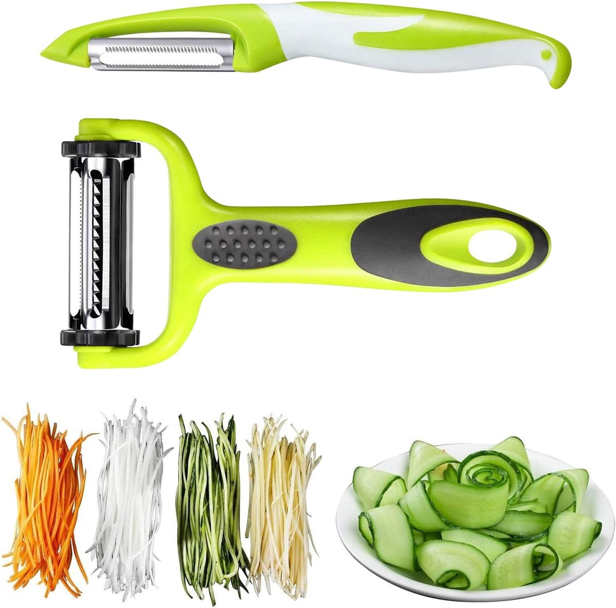 2-delig, dunschiller voor groenten, groenteschiller, rechte groenteschiller, groenteschiller, groenteschiller, groenteschiller, spaghetti, multifunctionele groenteschiller