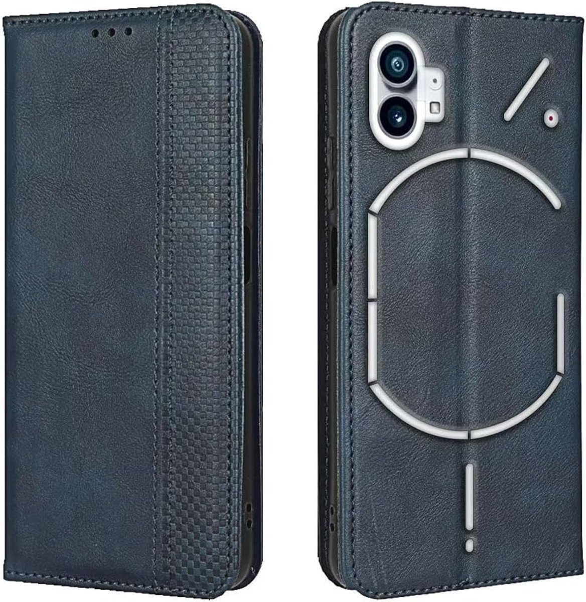 Beschermhoes voor NothingPhone (1) / Nothing Phone 1 (6,55 inch) PU lederen flip folio cover met magneetschakelaar, [3 kaartvakken] [1 portemonnee] case - blauw