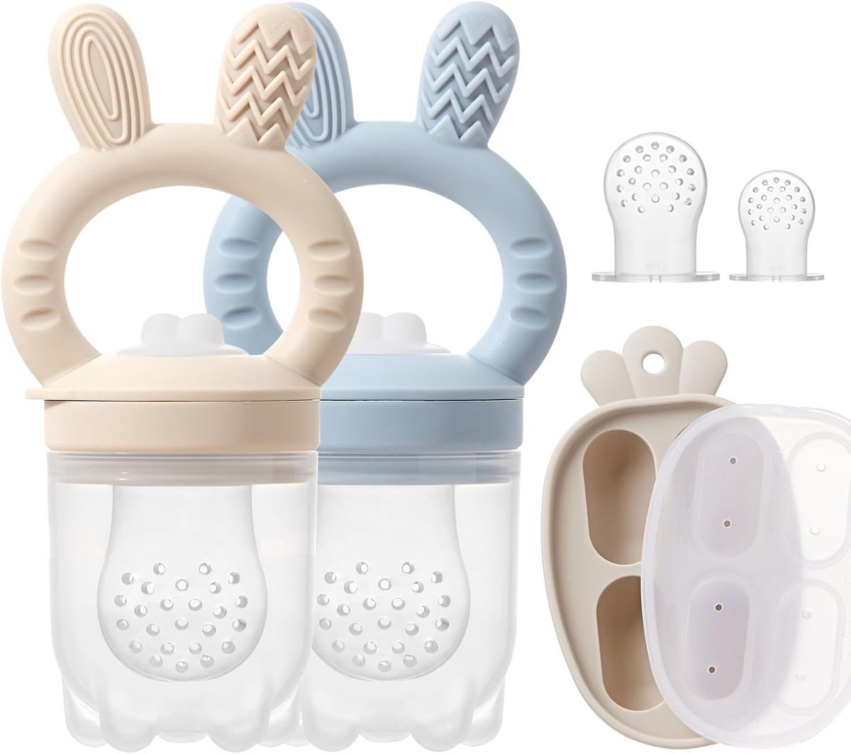 siliconen voederdispenser voor baby's, fruitvoer, moedermelk, bewaardoos voor babyvoeding, ijsblokjes voor babytanden en zelfvoeding (blauw)