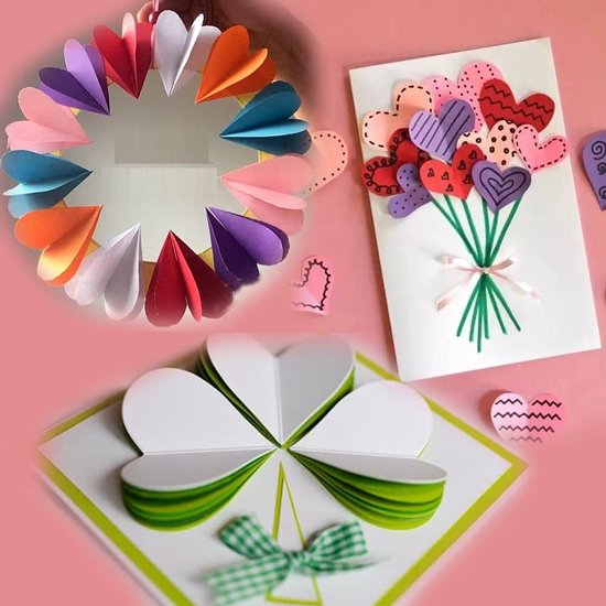 Stansenset, hartvormig, 3 stuks papieren stansmachine, stansset, voor cadeauhangers, knutselen, scrapbooking, foto's, wenskaarten, willekeurige kleur — afbeelding 5