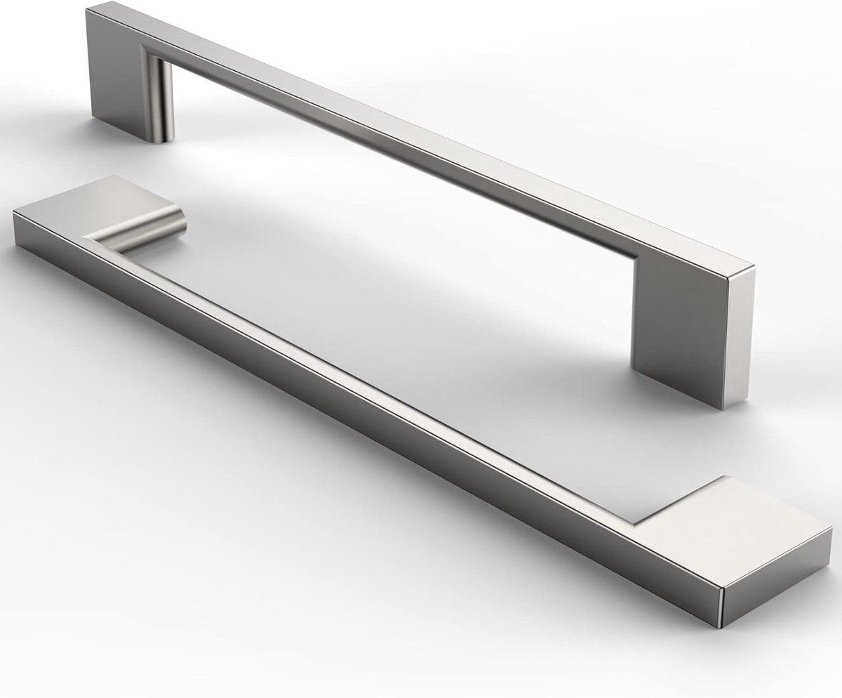 Deurgrepen geborstelde roestvrijstalen kasthandgrepen, keukengrepen, meubelgreep voor lade, kast, keuken, 160 mm gatafstand - geborsteld nikkel