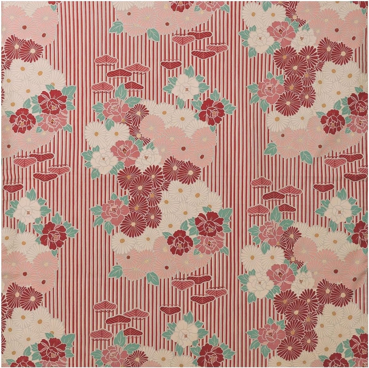 Verpakkingszak (retro bloem) gemaakt in Japan 100% Japans katoen kimono design wandtapijt stoffen tas, Rood - 100 cm - Stof, Large