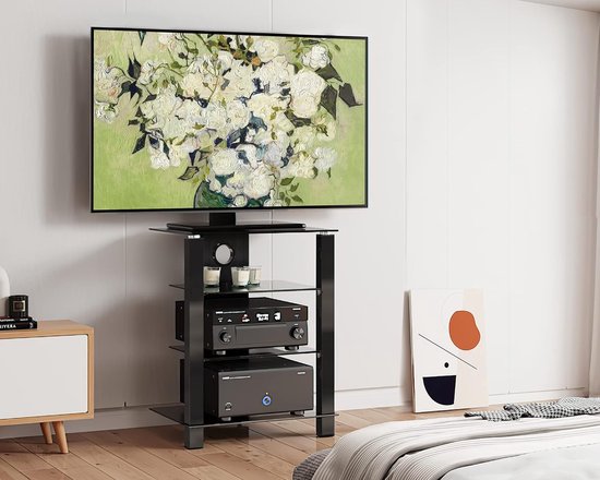 FITUEYES Hifi-meubel - Hifi Rack - 4-laags gehard glas - Hoogte verstelbaar - Kabelbeheer — afbeelding 4
