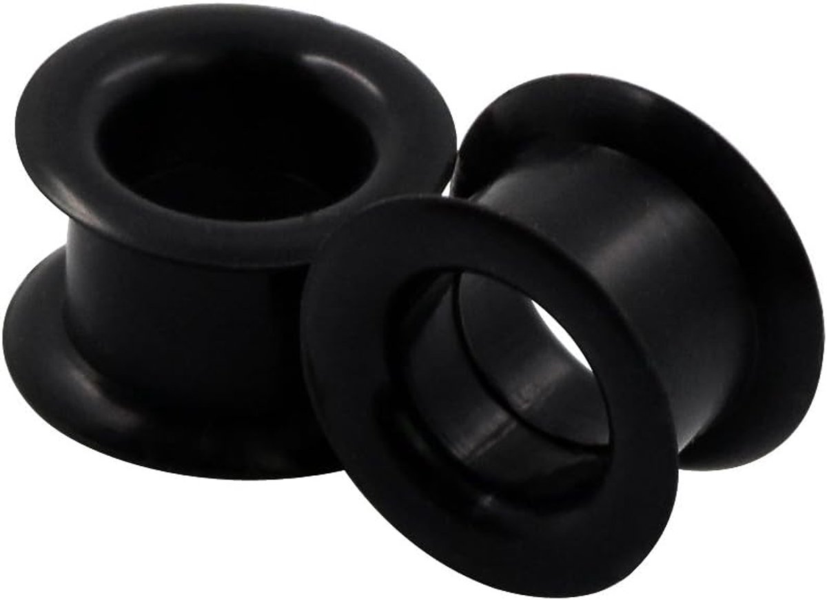 Set van 2 holle harde siliconen tunnel plugs oorpiercing 3 mm - 25 mm
