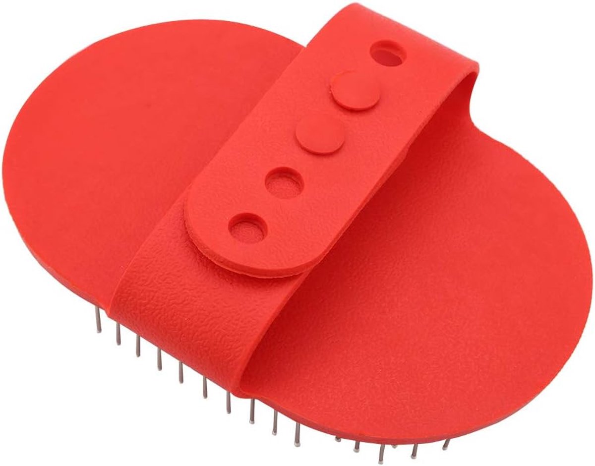Siliconen Pet Bad Borstel Pet Grooming Massage Rubberen Kam met verstelbare handgreep Kam Benodigdheden voor Haired Dogs Katten(Rood)