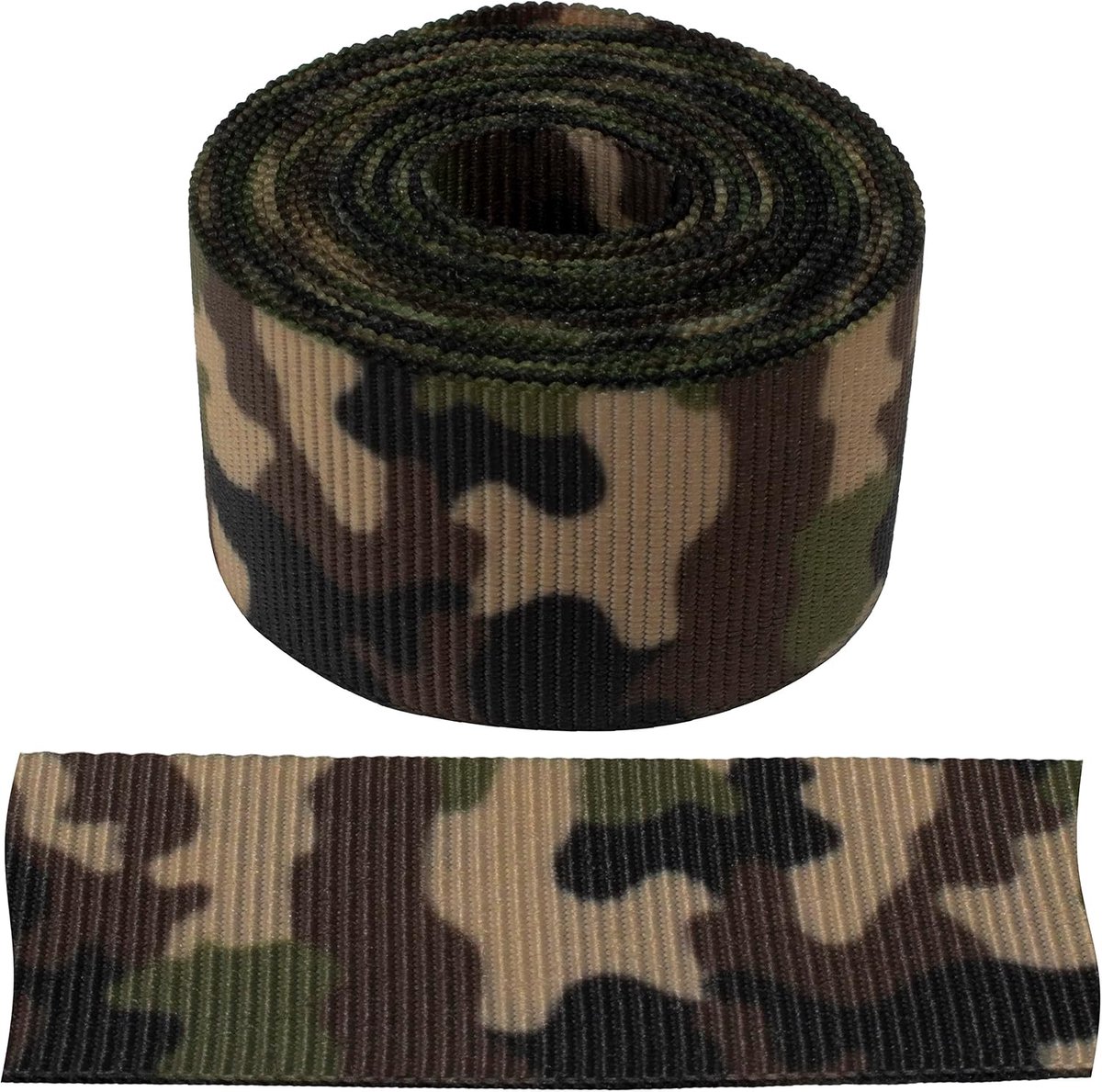 - C66882 - Rips-band 2 m x 24 mm met camouflagepatroon - kleding, kort, creatief knutselen, decoratie, naaien, ornamenten, jacht, vissen, kunst, galon - van textiel