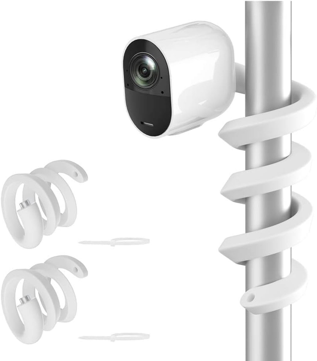 Flexibele houder, compatibel met Eufycam 1/2/2C/2C Pro/3/3C/E, Arl-o Pro 2/3/4/Ultra 1&2/Essential, Argus 2 en andere camera's met 1/4 inch schroefdraad, wit, 2 stuks