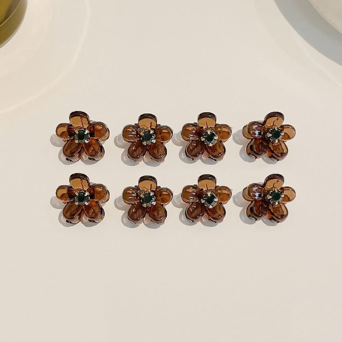 Haarspelden voor meisjes, gevlochten haarspelden, pony-clips, prachtige zijclips, hoofdsieraad-haarspelden (barnsteenkleurige strassteentjes).