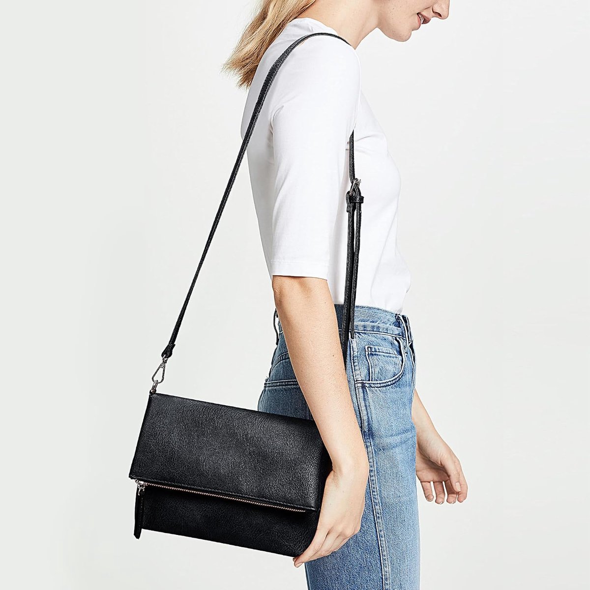 Kleine schoudertas voor dames, veganistisch PU-leer, handtas, crossbody schoudertas, diefstalbescherming, meerdere vakken met verstelbare afneembare schouderriem