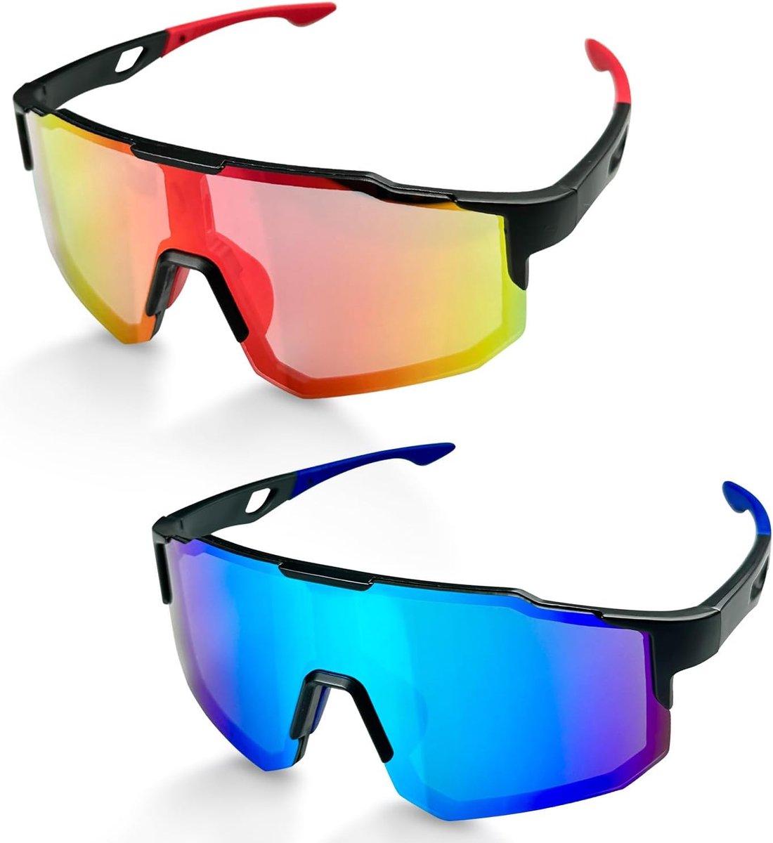 fietsbril, 2 stuks, winddicht, snelle bril, Rave, UV400-bescherming, snelle bril, voor dames en heren, geschikt voor hardlopen, fietsen, skiën, golfen