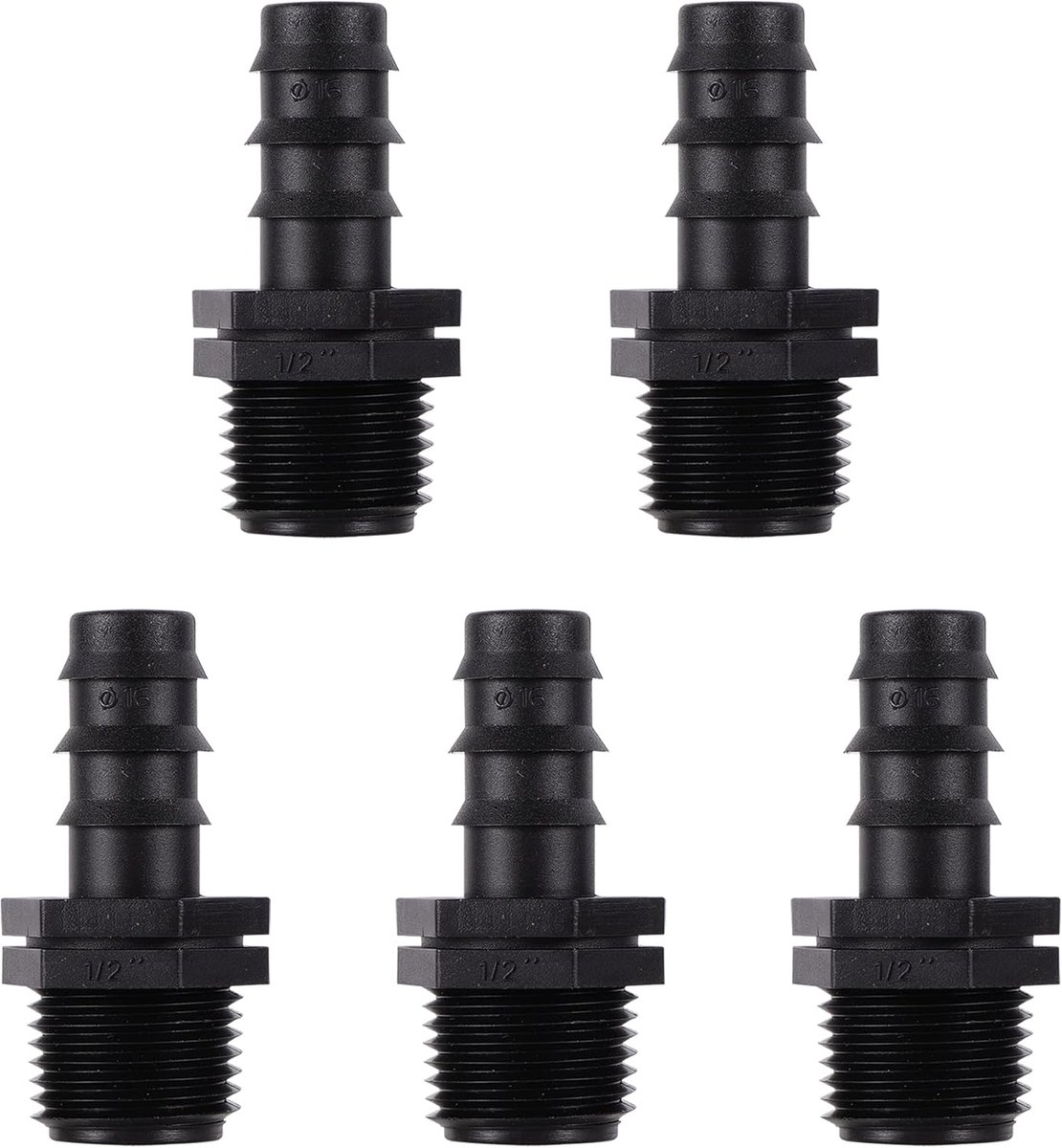 Connector DN16 tot 1/2 inch prikkeldraad connector, buitendraad rechte connector (5 stuks/pak)