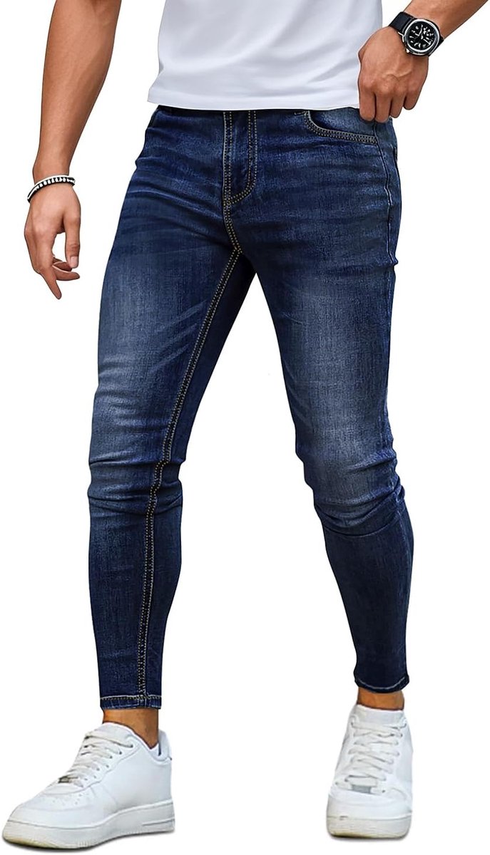 Jeans Super Stretch Gescheurde Jeans Broek Voor Mannen Casual | Super stretch, enkelstrak, machinewas, 4-seizoenen veelzijdigheid, versterkte stiksels