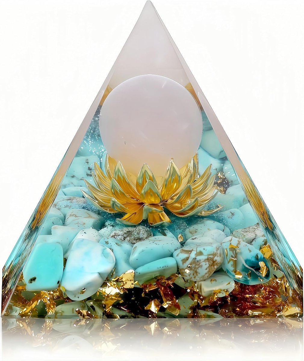 2.36 Inch Handgemaakte Kristallen Piramide Reiki Healing Chakra, Rozenkwarts & Turquoise Stenen piramide Energietoren Voor Yoga, Meditatie Bescherming, Desktop Ornament, Cadeau