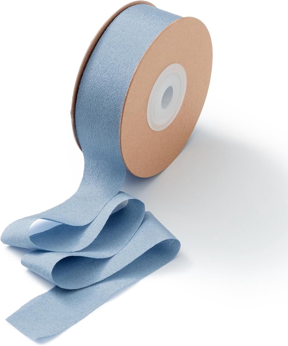Geschenklint grijs blauw 25 mm x 23 M zijden lint geschenk lint blauw breed stoffen lint voor bruiloft