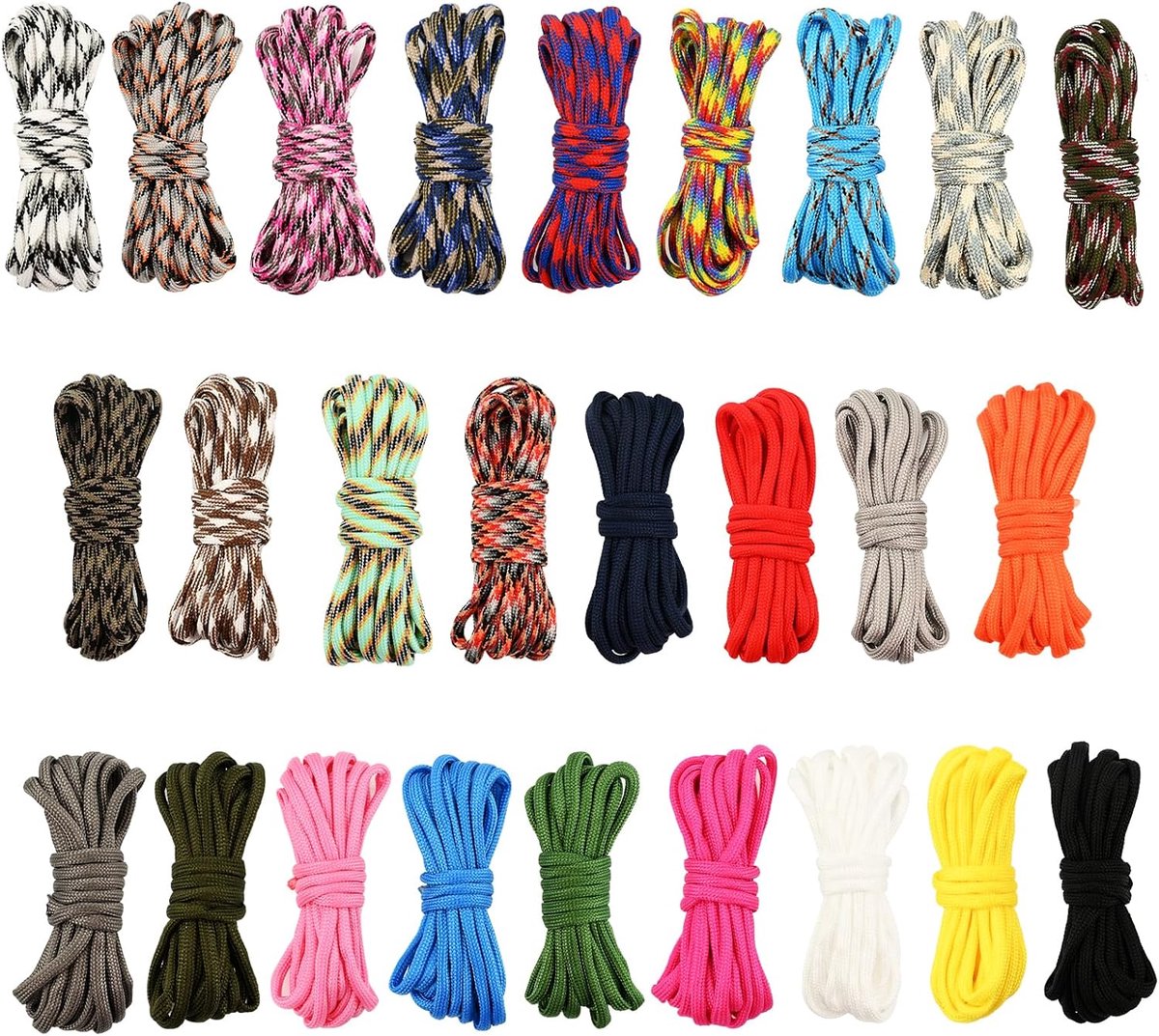 26 Kleuren Paracord Armband Touw 3 Meter 4mm Parachute Koord Paracord Koord 550 7 Strengen DIY Handmatige Vlechten voor Outdoor Survivaltouw, Lanyards, Sleutelhanger, Hondenhalsband, Karabijnhaak