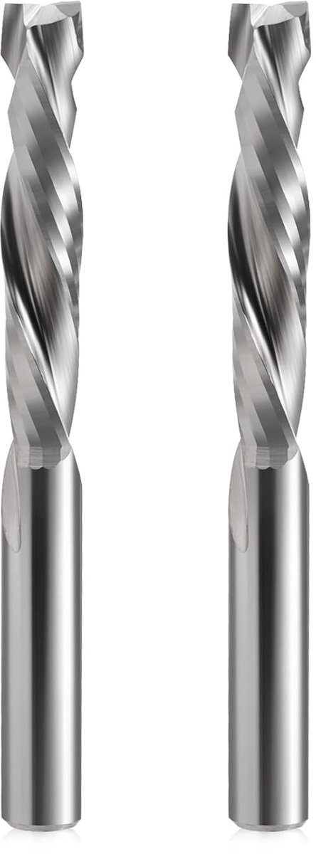 Spiraalfrees Up&Down Compression Bit 8 mm snijdiameter, 8 mm schacht, 42 mm snijlengte, CNC-schachtfrees voor houtsnijwerk, gravure, 2 stuks