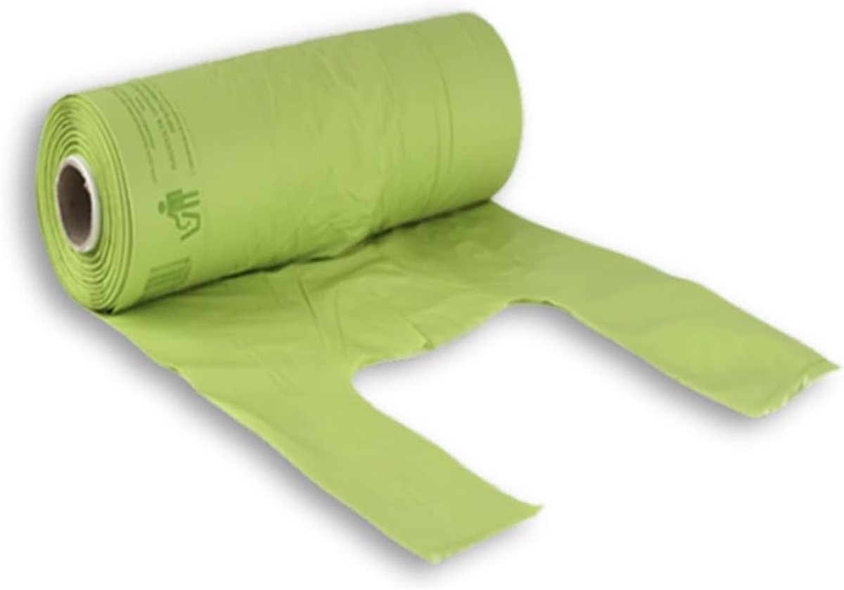 1 rol groene afscheurzakken van 1 kg, ongeveer 160 biologisch afbreekbare composteerbare winkelzakken, afmetingen 24 + 12 x 40 cm, bio-afvalzakjes voor recycling