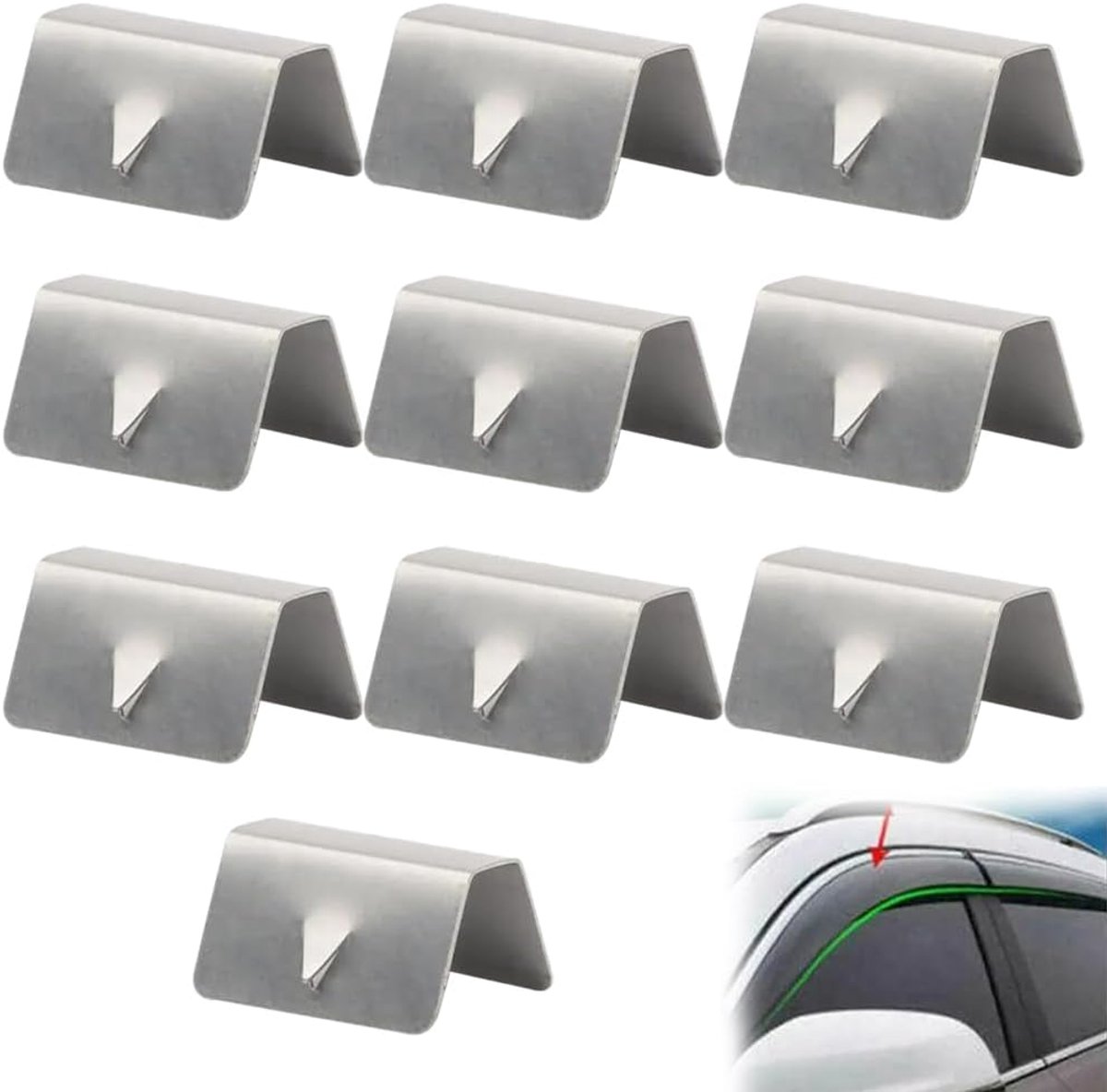 roestvrijstalen windafwijsbevestigingsclips, regenafleidingbevestigingsclips, roestvrijstalen windschermclip, bevestigingsclip voor de voorruit van een auto 10 stuks Tokaneit