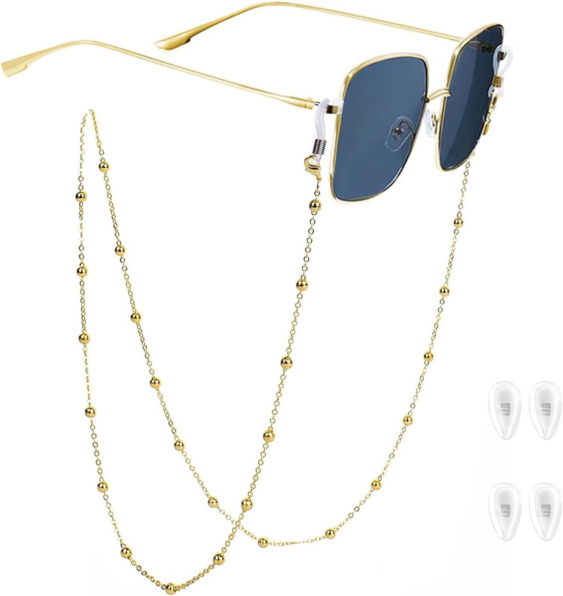 ketting voor vrouwen, gouden bril koord kralen glazen ketting 30.7inch/78cm