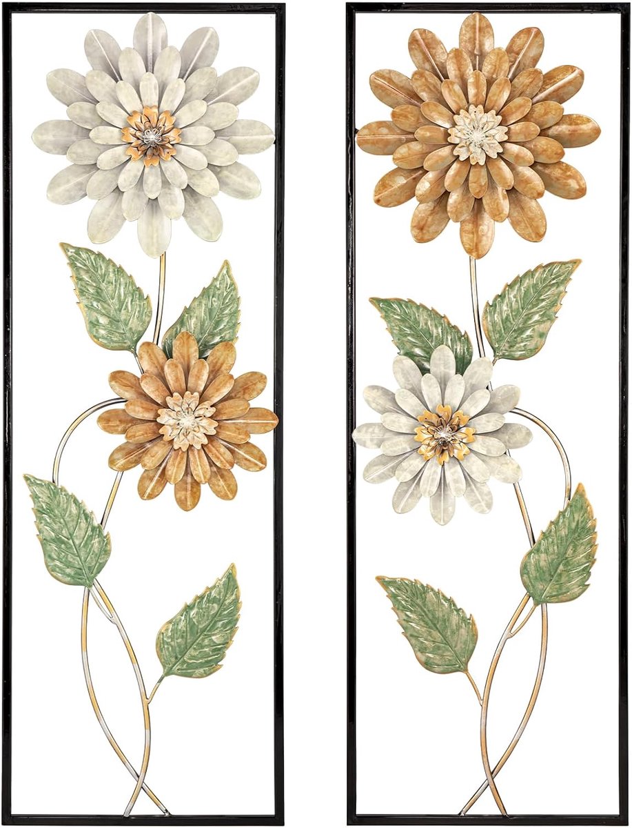 Set van 2 wandsculpturen vierkante wanddecoratie metalen wanddecoraties 3D metalen afbeeldingen modern kunstwerk voor huis woonkamer eetkamer slaapkamer keuken gang, type 5