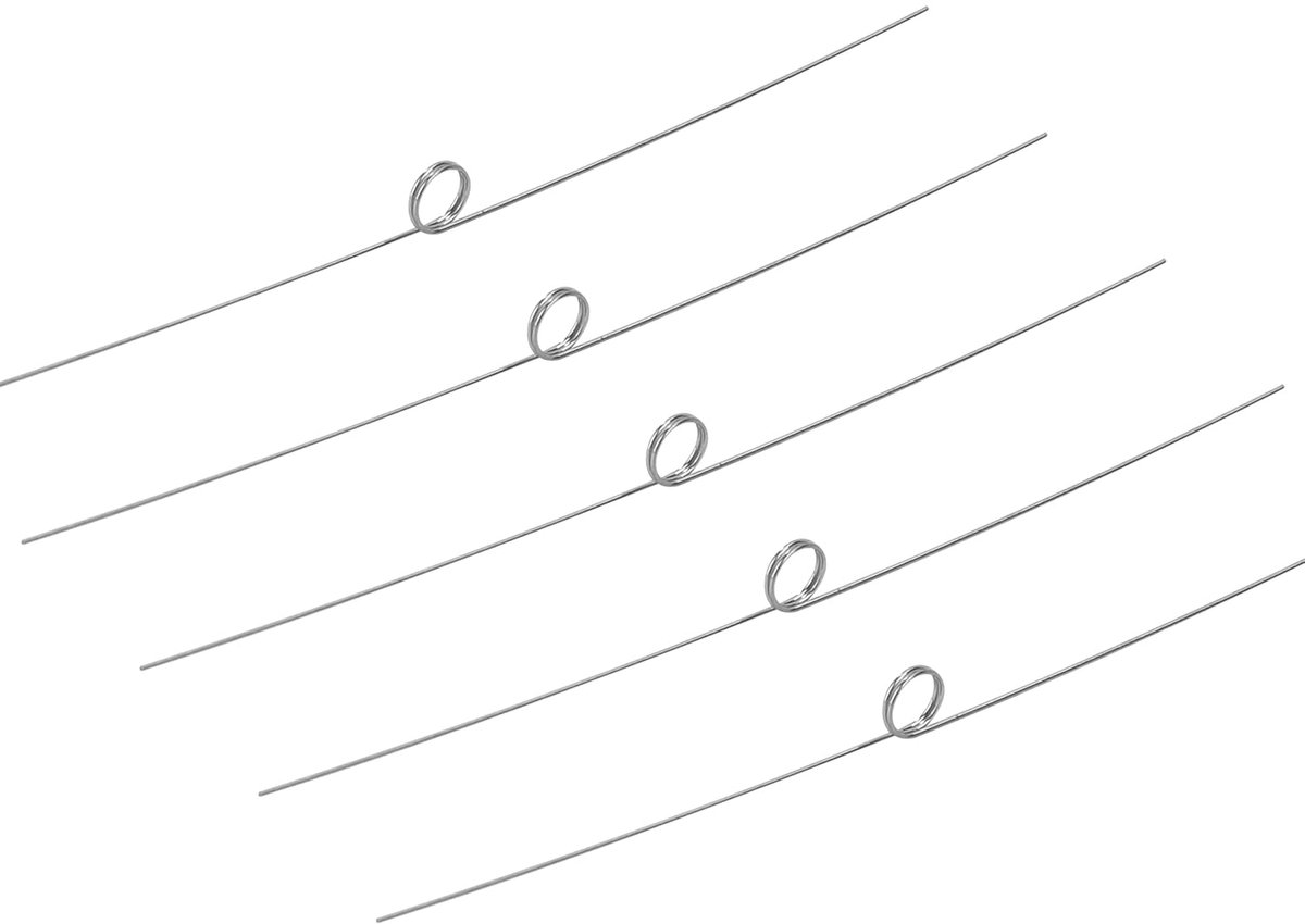 10 stuks roestvrijstalen draaiveren, draaddiameter 0,4 mm, binnendiameter 3 mm, armlengte 30 mm, hoek 180 graden, 2 omwentelingen, recht 0,4 x 3 x 30 mm